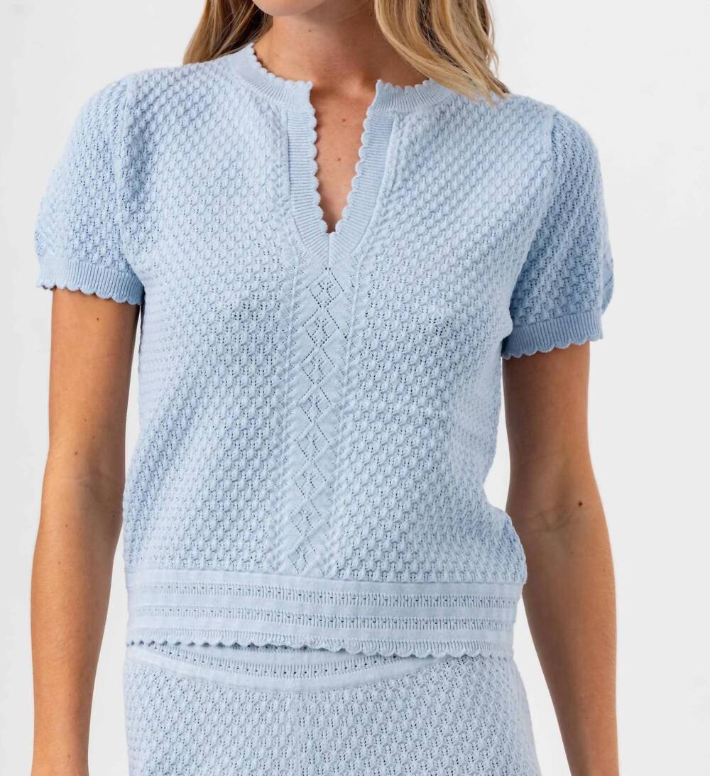 NEW SUNDAYS tilda short sleeve sweater in spring blue